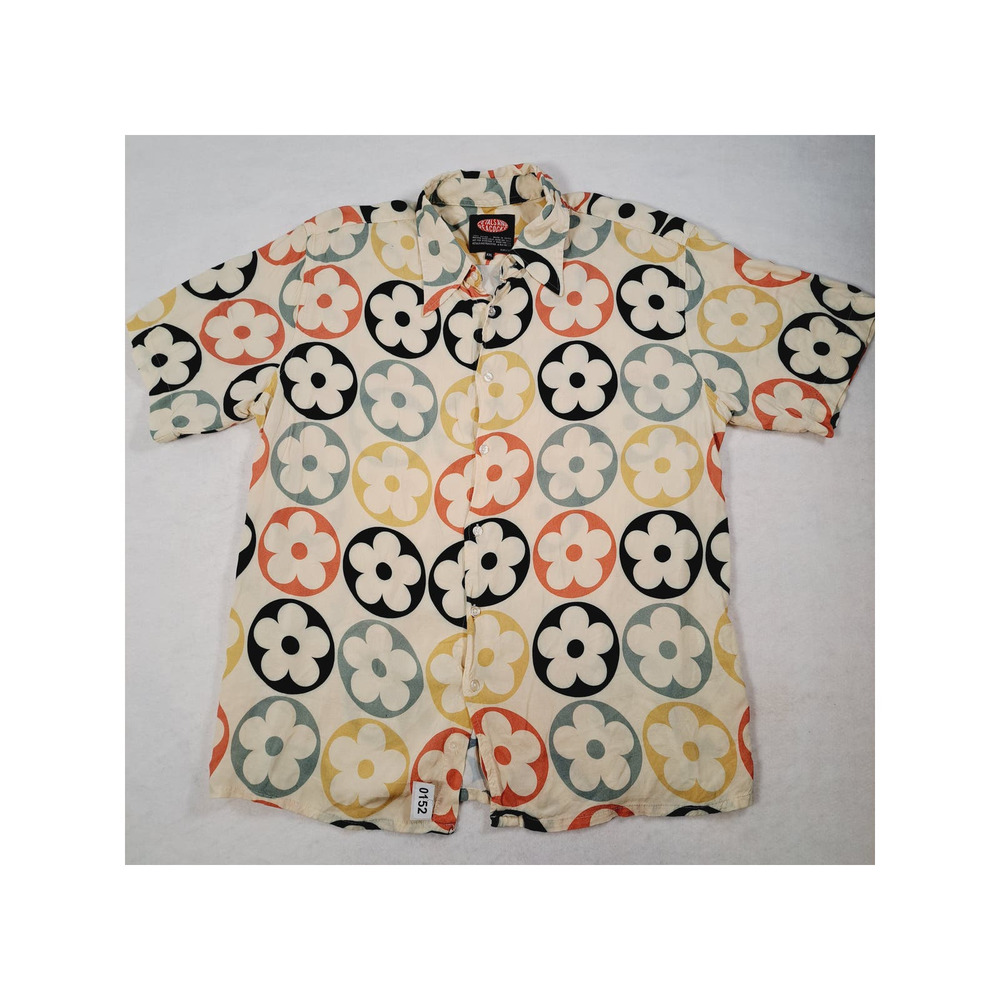 Petals And Peacocks Men's 100% Rayon Button-Up Short-Sleeved Shirt XXL
